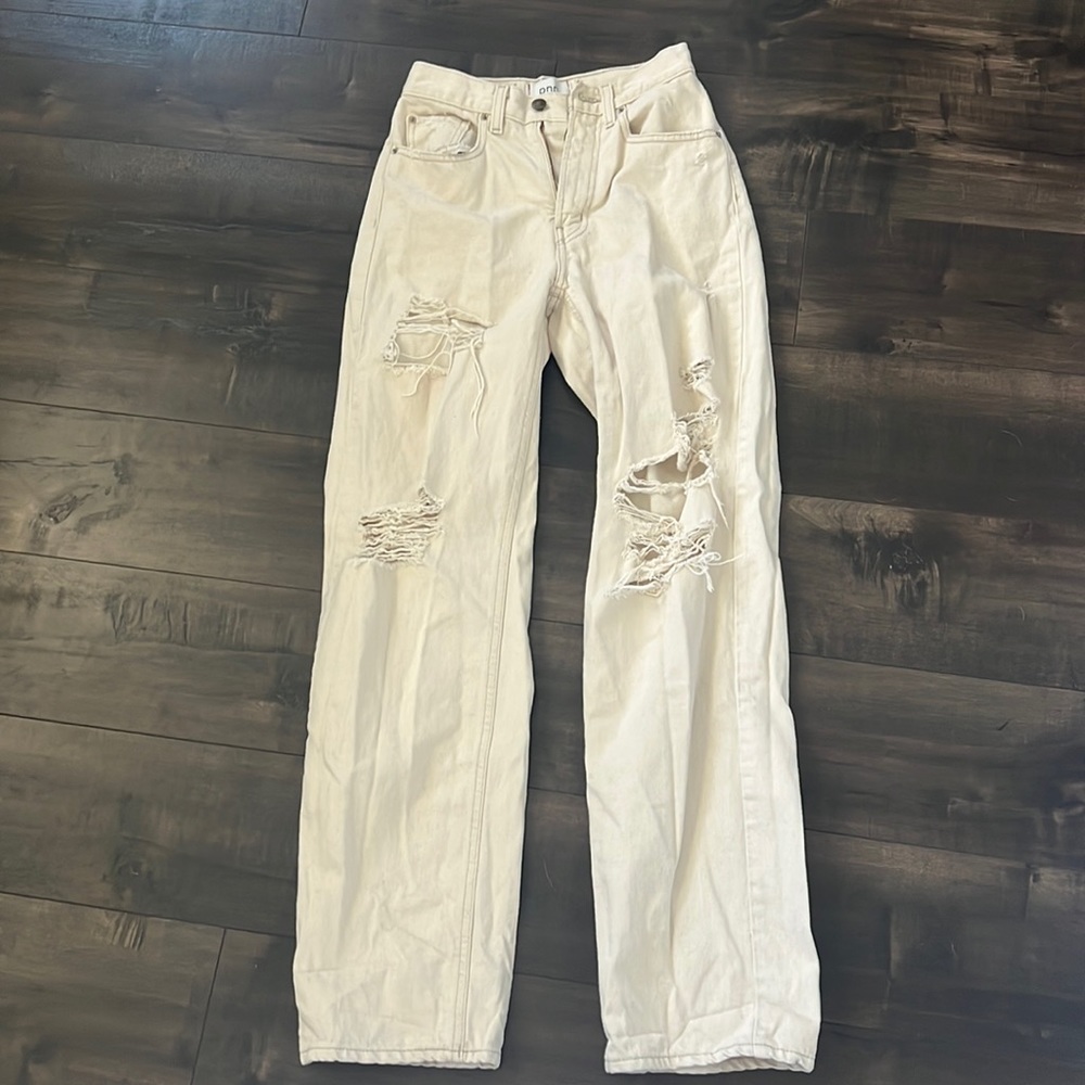 BDG High-Rise Distressed White Jeans